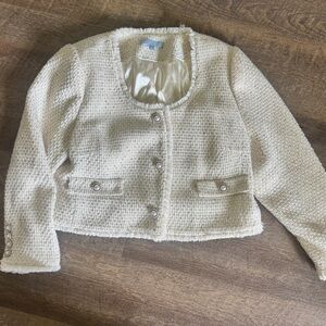 Antonio Melani Ivory Gold Metallic Knit Blazer